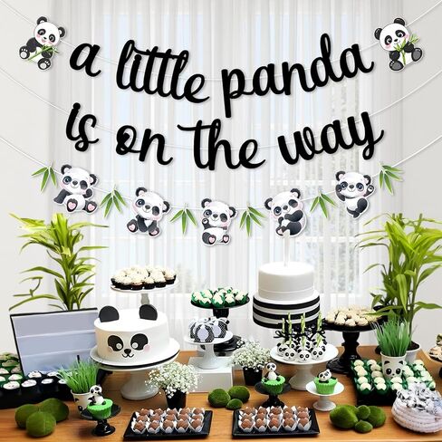 JOYMEMO A Little Panda Is on The Way Banners, Panda Baby Shower Decorations, Animals Theme Pregnancy Celebration Newborn Party Supplies in Saudi Arabia