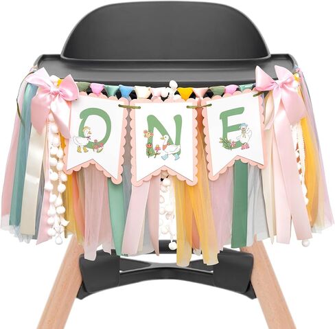 لافتة كرسي مرتفع من Upfirst ONE Silly Goose - لافتة كرسي مرتفع لعيد الميلاد الأول للفتيات، لوازم حفلات غزل الأوز الوردي (لافتة وردية أوزة سخيفة) in Kuwait