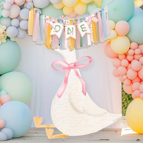 لافتة كرسي مرتفع من Upfirst ONE Silly Goose - لافتة كرسي مرتفع لعيد الميلاد الأول للفتيات، لوازم حفلات غزل الأوز الوردي (لافتة وردية أوزة سخيفة) in Kuwait