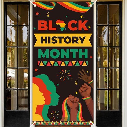 Black History Month Door Cover - African American Festival Party Decorations, Black History Month Classroom Door Banner Front Porch Sign Indoor Outdoor Decor in Saudi Arabia