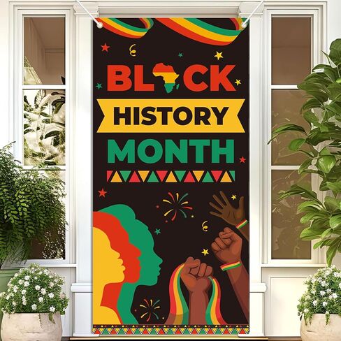 Black History Month Door Cover - African American Festival Party Decorations, Black History Month Classroom Door Banner Front Porch Sign Indoor Outdoor Decor in Saudi Arabia