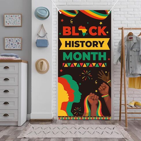Black History Month Door Cover - African American Festival Party Decorations, Black History Month Classroom Door Banner Front Porch Sign Indoor Outdoor Decor in Saudi Arabia