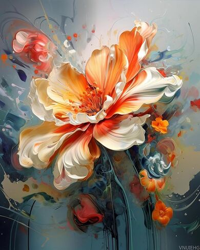 VNUIEHG Detailed Paint by Number for Adults, Abstract Flower, Explore The Creative Experience of Digital Art, 40x50cm, Without Frame in Kuwait
