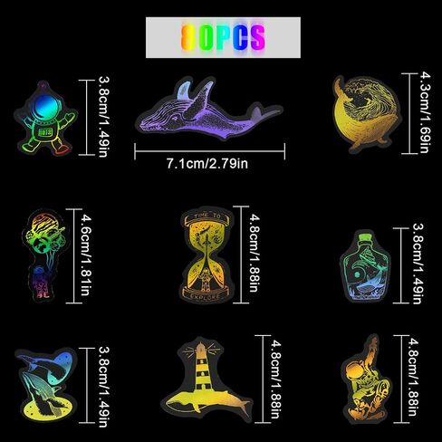 80 Pcs Holographic Stickers, Glitter Resin Sticker with Astronaut Whale Patterns, Transparent Stickers for Resin Daily Planner Phone Case (2 Themes, Whale Dreaming and Power of Astronaut) in Saudi Arabia