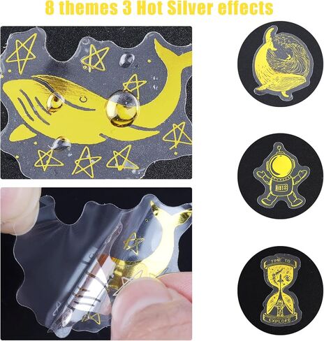 80 Pcs Holographic Stickers, Glitter Resin Sticker with Astronaut Whale Patterns, Transparent Stickers for Resin Daily Planner Phone Case (2 Themes, Whale Dreaming and Power of Astronaut) in Saudi Arabia