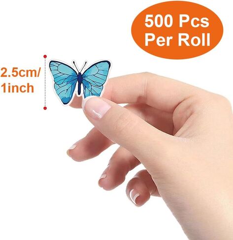 Butterfly Flower Sticker Rolls - 1 Rolls/500PCS 8 Design Colorful Assorted Butterfly Giftwrap Decals Gift Tags Label Decorative Flowers Giftwrap Stickers Favor in Saudi Arabia