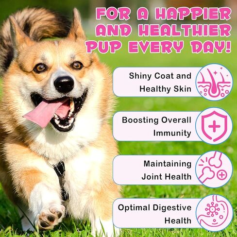 قطعتان من الكولاجين للكلاب، قطرات كولاجين سائلة طبيعية للكلاب تدعم صحة الجلد والمفاصل، قطرات كولاجين سائل للكلاب مع البيوتين وميثيل سلفونيل الميثان والزنجبيل، مكمل كولاجين للكلاب، نكهة لحم الخنزير المقدد in Kuwait