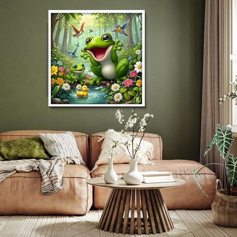 ألغاز ضفدع الغابة اللطيفة للبالغين 1000 قطعة، أحجية الصور المقطوعة لمشهد الحيوانات الطبيعية مع الطيور والزهور والبط وألغاز ملونة تحدي كديكور جداري فني للمنزل in Saudi Arabia