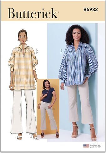 Butterick Misses' Loose-Fitting Pullover Tunics and Jeans Sewing Pattern Packet, Design Code B6982, Sizes 18-20-22-24-26, Multicolor in Saudi Arabia
