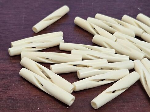 50 Pieces Carved White Pipe Buffalo Bone Loose Beads 1 1/2" in Saudi Arabia