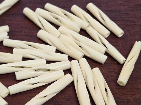 50 Pieces Carved White Pipe Buffalo Bone Loose Beads 1 1/2" in Saudi Arabia