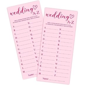 بطاقات ألعاب استحمام الزفاف مقاس 4 × 9 بوصة، فوق أو تحت، ألعاب دش الزفاف الوردية لـ 25 ضيفًا، لوازم حفلات الخطوبة، ديكور لوازم حفلات الزفاف-A01 in Kuwait