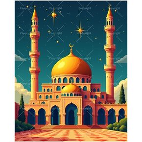 مجموعة طلاء العمارة الإسلامية بالأرقام من تاوباولاب للبالغين - لوحة مسجد DIY على القماش مقاس 16 × 20 بوصة، مجموعة طلاء أكريليك، مناسبة للمبتدئين، فن لتزيين المنزل أو الهدايا in Kuwait