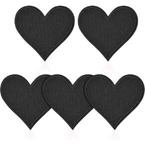 5pcs Black Heart Embroidered Iron on Patches, 2.7x2.8 inch Heart Sew on Patches Love Appliques for Clothing Jackets Backpacks in Kuwait