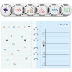 GLOBLELAND 6 Pcs 6 Styles Various Activities Self Inking Stamps for Grading Movie Coffee Plastic Stamp Set Fitness Reading Mini Stamps for Drawing Journaling Art Crafts Party Favor Carnival Prizes in Saudi Arabia