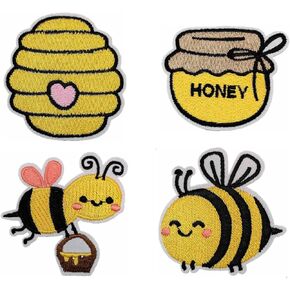 4 PCS Cute Bees and Beehives Patches Embroidered Applique Iron On Sew On Patches in Saudi Arabia