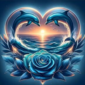 MOMDEDP Dolphin Diamond Art Kits for Adults,DIY 5D Blue RoseDiamond Painting Kits for Beginners, Round Full Drill Diamond Dots Paintings,Diamonds Pictures Gem Art Crafts Home Decor 12x12inch in Kuwait