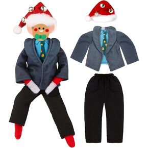 3Pcs Christmas Vacation Clark Elf Accessories for Elf Doll Clothes Includes Clark-Inspired Top with Christmas tie | Santa Hat | Pants, Holiday Elf Clothes Outfit for Christmas Vacation Decorations in Saudi Arabia