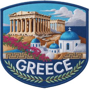 Greece Patch (3.5 Inch) Embroidered Iron-on/Sew-on Badge Greek Island Travel Souvenir Tourist Emblem DIY Backpack Gift Patches in Saudi Arabia