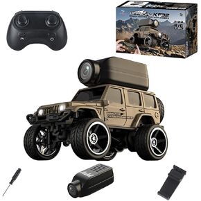 1:64 Scale Mini RC Car with Camera, 4WD Remote Control Off-Road Vehicle, FPV Alloy Crawler Car for Adults, Dual Control via App & 2.4G Remote, Indoor Desktop Racing Model Black KF32 in Saudi Arabia