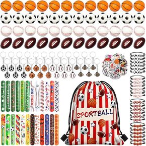 169 Pcs Sportball Party Favors Bulk 48 Pcs Sportball Stress Balls and Sport Stickers 24 Pcs Sport Keychain and Wristbands and Snap Bracelets Drawstring bags for Team Birthday Party Supplies in Saudi Arabia