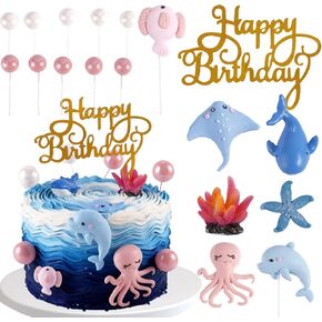 18Pcs Under the Sea Cake Topper Ocean Cake Decorations for Baby shower party supplies in Saudi Arabia