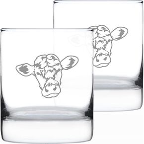 Cow Face Whiskey Rocks Glass - Funny Unique Farm Animal Themed Decor and Gifts for Cow Lovers - 10.25 Oz in Saudi Arabia