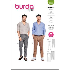 Burda X05722BURDA بنطلون مطوي للرجال وسروال البدلة، حزمة نمط الخياطة، رمز التصميم B5722، المقاسات 36-46 (46-56) in Kuwait