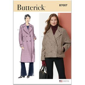 Butterick B7007R5 Misses' سترة فضفاضة مزدوجة الصدر ومعطف نمط الخياطة، رمز التصميم B7007، الأحجام 14-16-18-20-22 in Kuwait