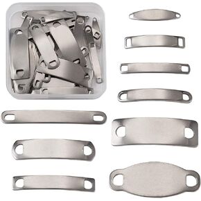Beadthoven 45pcs Stainless Steel Blank Stamping Tag, Laser Engraving Tags, Metal Stamping Blanks Links with 2-Hole Rectangle Metal Tag Pendants Charms for Jewelry Making Dog Tags Keychain Findings in Kuwait