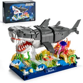 Mechanical Shark Building Set for Adult,Sea Fish Model Builing Blocks with Stand,Movable Ocean Animal Toy for Home Office Decor,Gift for Teens Boys Girls Ages 8+,1031PCS in Kuwait