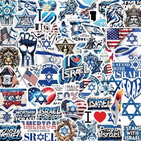 ملصقات إسرائيل 55 قطعة - أنا أقف مع إسرائيل أمريكا الصداقة الأمة الإسرائيلية تظهر أعلام الدعم الخاصة بك ختم الفينيل - سهل اللصق والإزالة للموكب ونافذة السيارات والشاحنات وزجاجات المياه in Kuwait
