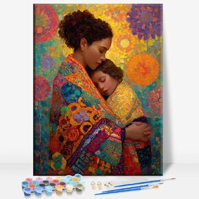 HUINORYA Mother and Daughter Share A Heart to Heart Bond Mothers Day Framed Canvas DIY Paint by Numbers Kit Bar Cafe Cave Home Room Wall Bathroom Porch Patio Decor Gift, 16 x 12 Inch in Saudi Arabia