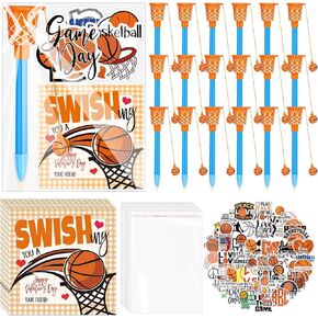 30 Set Valentine's Day Gifts Bulk Basketball Party Favors Basketball Hoop Pens Gift Set Basketball Stickers Basketball Card Basketball Valentine Sports Fans Party Prize Gifts in Kuwait
