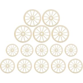 15 Pcs Wooden Wheels for Crafts, 3 Sizes Unfinished Wood Wheel, Wagon Wheel for DIY Project Painting Drawing Home Party Decoration Craft in Kuwait