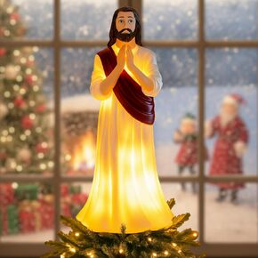 Thyle Jesus شجرة عيد الفصح توبر مع أضواء LED 9.84 "مضاءة الراتنج الدينية المسيحية يسوع شجرة توبر انه ls ارتفع القيامة زينة زخرفة لعيد الفصح مكتب المنزل ديكور الكنيسة هدية (الأرجواني) in Kuwait