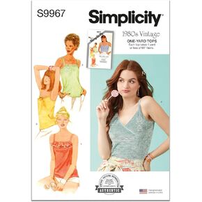 Simplicity SS9967A Vintage 1980's Misses' Pullover Knit Tops Sewing Pattern Packet, Design Code S9967, Sizes 6-8-10-12-14, Multicolor in Saudi Arabia