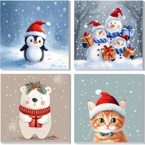 DOMROM 4 Pack Framed Paint by Numbers Cardinal for Kids Beginners, Adult Paint by Number Kits Bird on Canvas, Acrylic Number Painting Christmas Craft Kits for Gift Home Decor 8x8in in Saudi Arabia