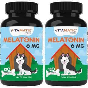 Vitamatic Melatonin for Dogs - 6 mg - 120 Beef Flavored Chewable Tablets ((Pack of 1)) in Kuwait