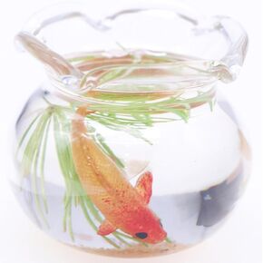 1Pc Mini Round Fish Tank, Realistic Glass Decor for Dollhouse Display, Miniature Goldfish Bowls,Dollhouse Accessories(Gold, 1 Inch) in Kuwait