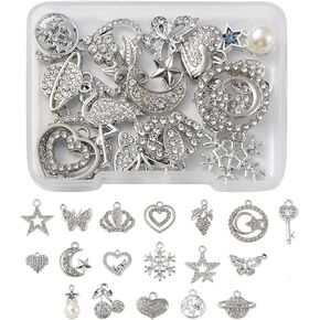 10 قطع صنع المجوهرات الفضة الراين سحر مختلط الفضة معدن سحر المعلقات DIY ل قلادة سوار صنع المجوهرات وصياغة in Kuwait