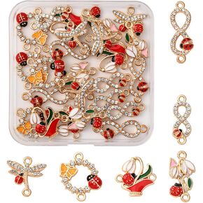 Assorted Metal Connectors Pendants Charms for Jewelry Making with Double Loops Flower Evil Eyes Butterfly Heart Cross Links Golden Pendants for Necklaces Bracelets Earrings in Saudi Arabia