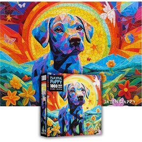 أحجية الصور المقطوعة الصعبة للبالغين والعائلات - 1000 قطعة - جرو مرح - جازن هابي - 27 × 20 بوصة - لغز متضمن in Kuwait