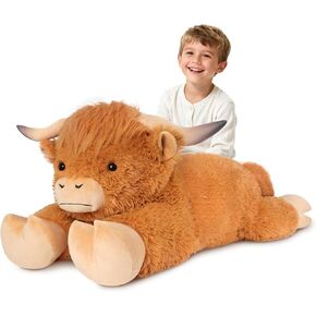 43 inch Giant Highland Cow Stuffed Animal, Lifelike Huge Cow Stuffed Animal for Stress Relief & Companion, Extra Soft Cow Plush, Huge Big Plushies Highland Cows Gifts for Kids Adults in Kuwait