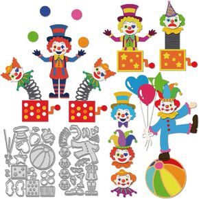 WADORN 2Pcs Circus Clown Metal Cutting Dies Cut Stencils, Clown Acrobatics Embossing Die Cuts Template for Cards Making Circus Performance Cutting Dies for DIY Scrapbooking Greeting Cards Album Craft in Kuwait
