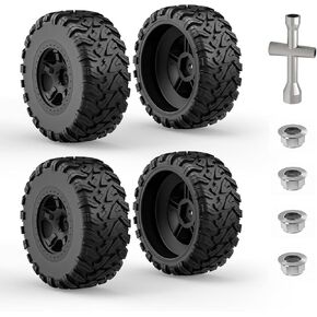 Hosim MAZEK 12mm Hex Rubber Wheels & Tires with Foam Insert for Traxxas 1/10 Rustler Stampede 2wd 4x4 vxl RC Cars wheel Replacement, for RIAARIO and for AMORIL 1/10 RC Car Tires 4.66 OD x 2.23 Width in Saudi Arabia