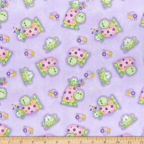 Comfy Flannel Print Turtles, Frogs & Flowers Purple, Fabric by the Yard in Saudi Arabia