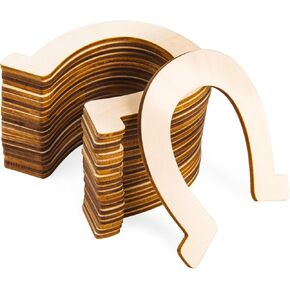 24 قطعة من قطع حدوة الحصان الخشبية غير المكتملة - شرائح خشبية يدوية الصنع لتزيين المنزل، والحرف اليدوية، وفنون حائط المزرعة، وديكور العطلات in Kuwait