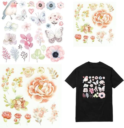 Woohome Flower Iron on Decals Iron on Transfers for Clothing Watercolor Iron on Patches Heat Transfer Stickers Iron on Appliques for T Shirt Jackets DIY Art Decor in Saudi Arabia