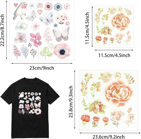 Woohome Flower Iron on Decals Iron on Transfers for Clothing Watercolor Iron on Patches Heat Transfer Stickers Iron on Appliques for T Shirt Jackets DIY Art Decor in Saudi Arabia